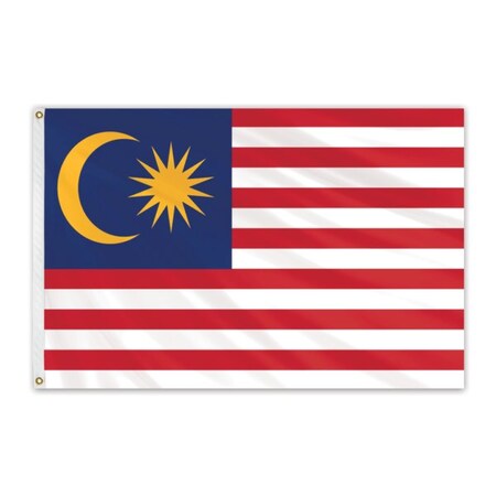 GLOBAL FLAGS UNLIMITED Malaysia Outdoor Nylon Flag 3'x5' 202335